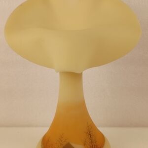 Fenton Cream and Orange Glass Art Vase